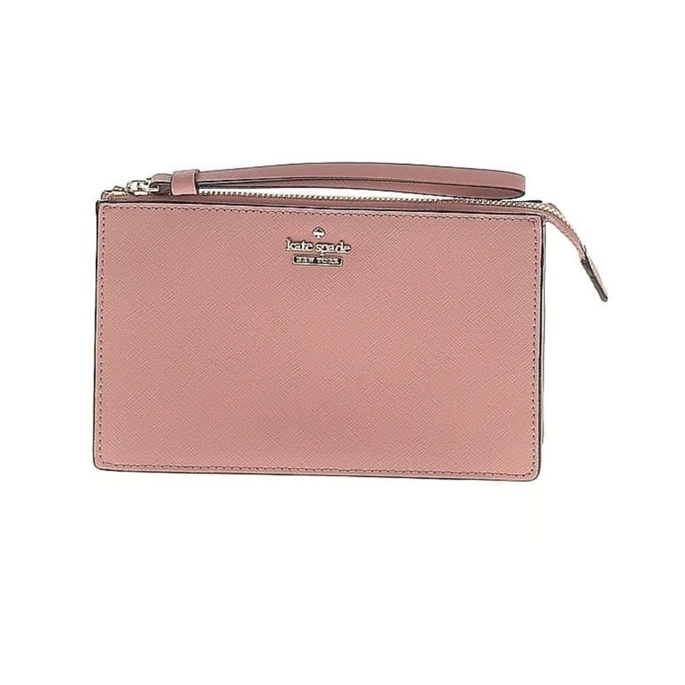 NEW Kate Spade Wristlet Women OS Dusty Peony Pink Saffiano Leather Chic Designer